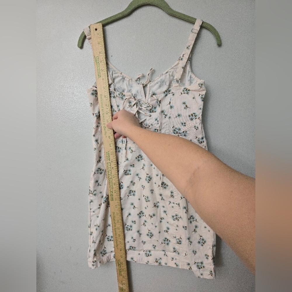 Victoria’s Secret Floral Stretchy Denim Corset Cami Cream Dress Midi Medium - Picture 11 of 13